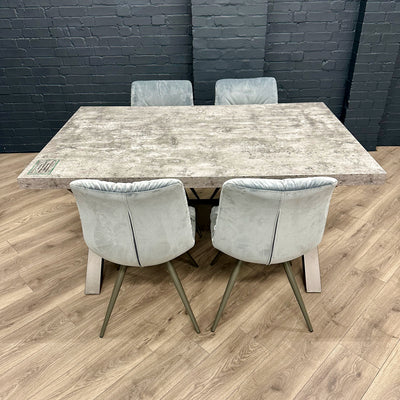 Fusion Stone Small Table PLUS x4 Light Grey Arana Dining Chairs