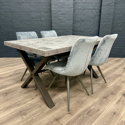 Fusion Stone Small Table PLUS x4 Light Grey Arana Dining Chairs