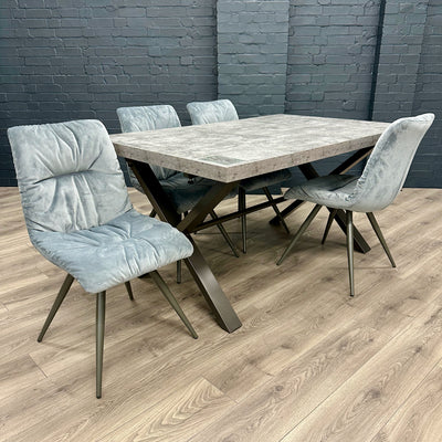 Fusion Stone Small Table PLUS x4 Light Grey Arana Dining Chairs