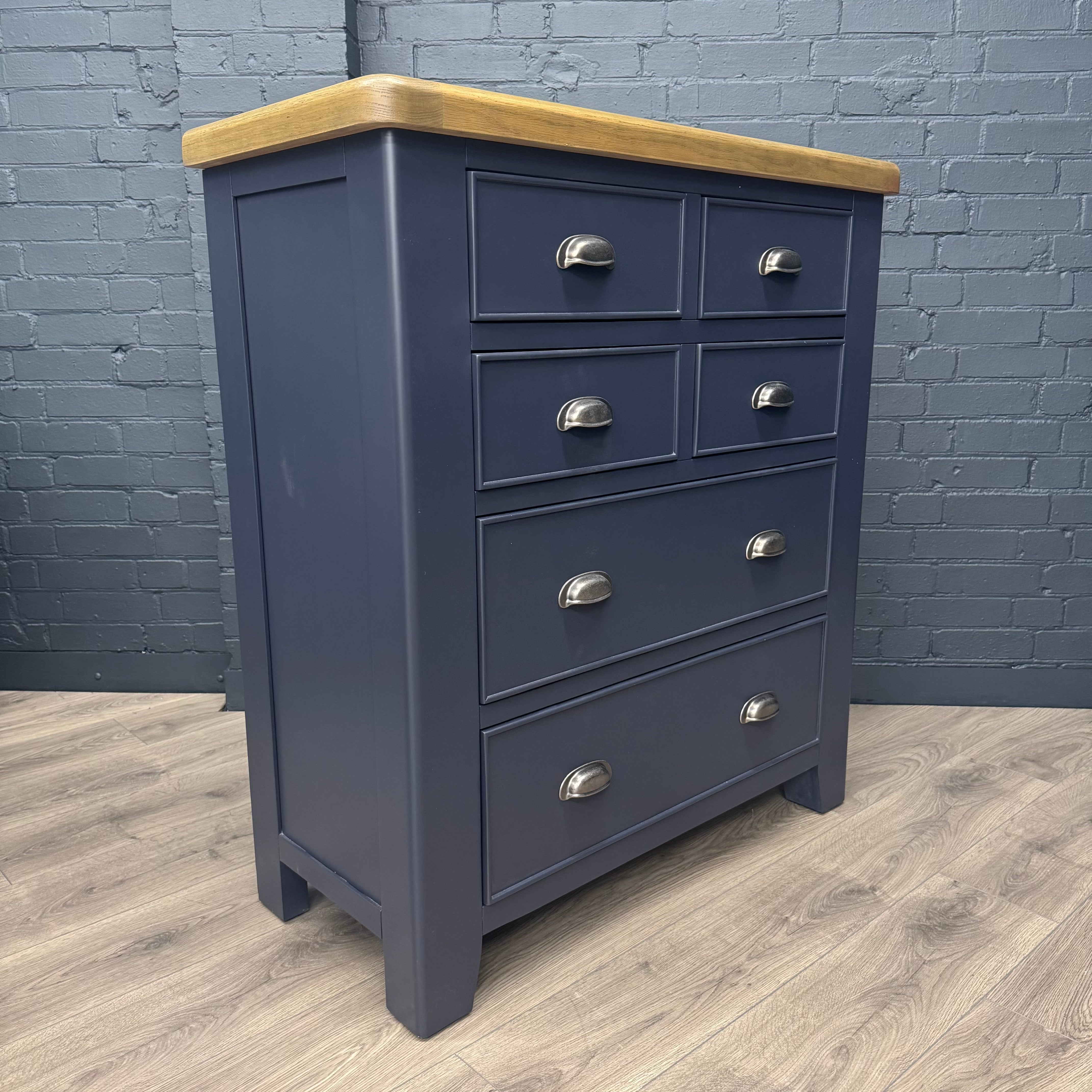 Hewitt Norfolk Oak & Blue Painted Chest of Drawer - 4 over 2