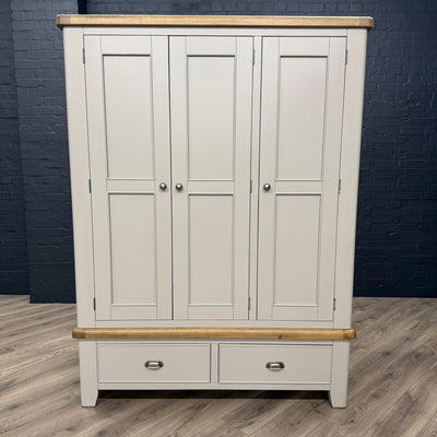 Norfolk Oak & Grey - 3 Door Wardrobe