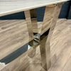 Designer Glass Marble Console Table - Chrome Cross Leg (Showroom Clearance)