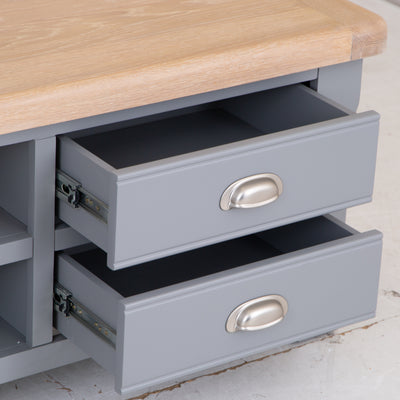 Dorset Oak & Storm Grey Painted - Large TV Unit