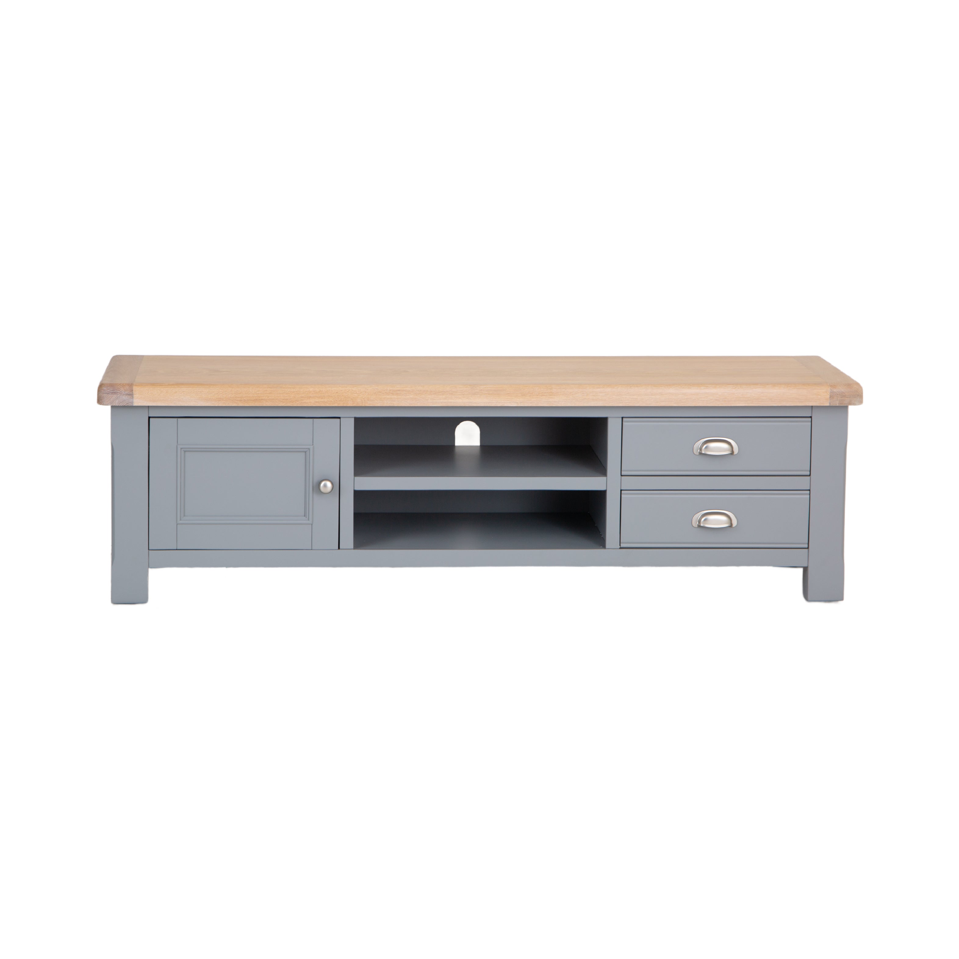Dorset Oak & Storm Grey Painted - Large TV Unit