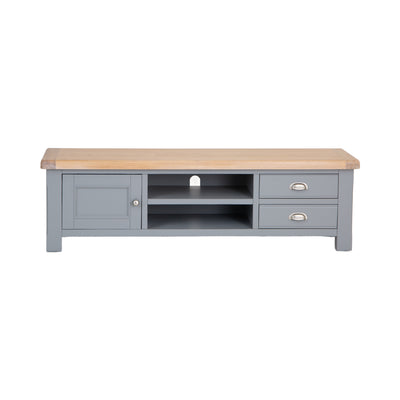 Dorset Oak & Storm Grey Painted - Large TV Unit