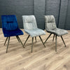 Grey Gloss 1.3m Table, PLUS 4x Luxury Velvet Chairs