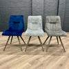 Grey Gloss 1.3m Table, PLUS 4x Luxury Velvet Chairs