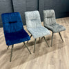 Grey Gloss 1.3m Table, PLUS 4x Luxury Velvet Chairs
