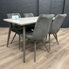 Grey Gloss 1.3m Table, PLUS 4x Luxury Velvet Chairs