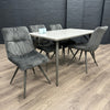 Grey Gloss 1.3m Table, PLUS 4x Luxury Velvet Chairs