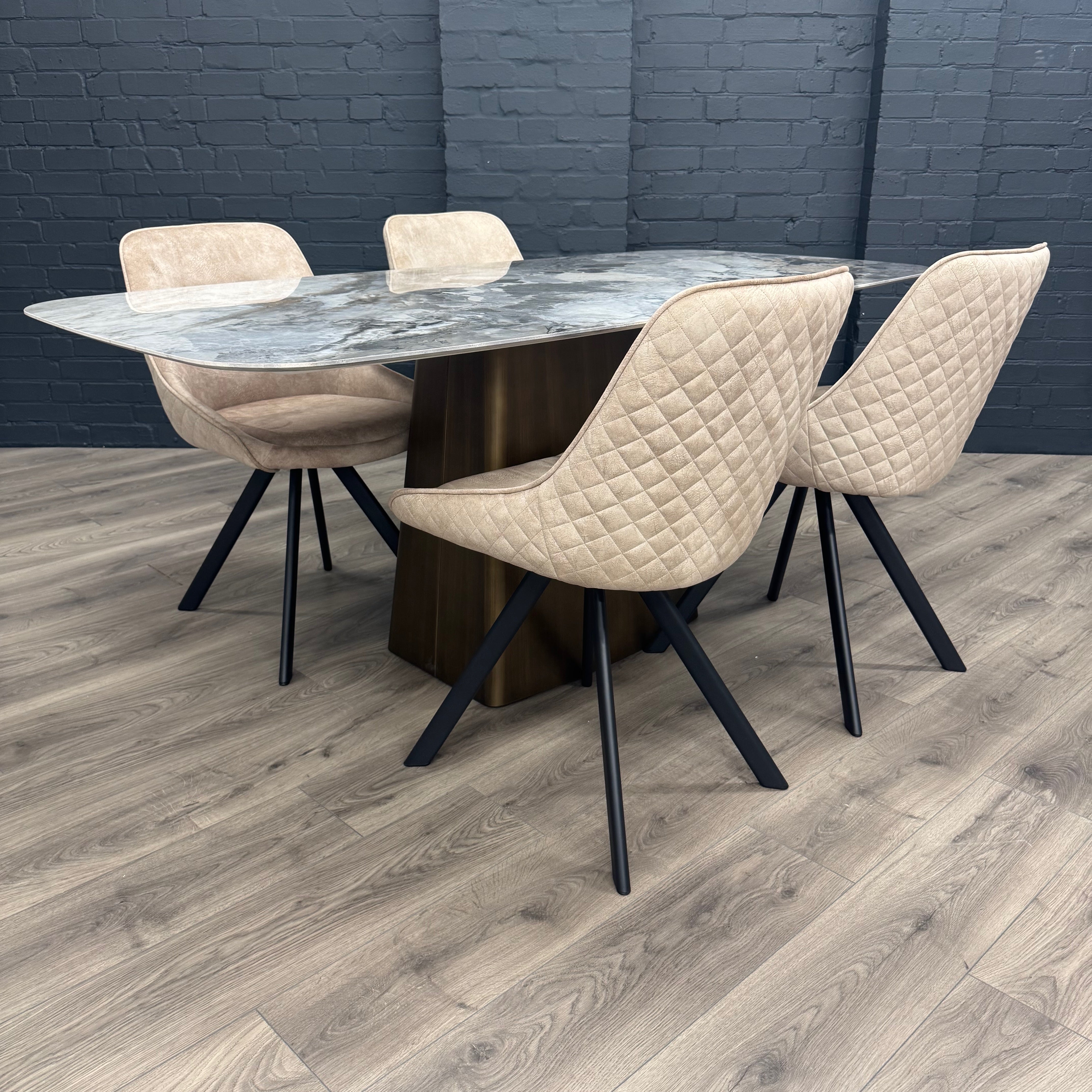 Chicago 1.8m Dining Table PLUS X4 Chicago Taupe Dining Chairs