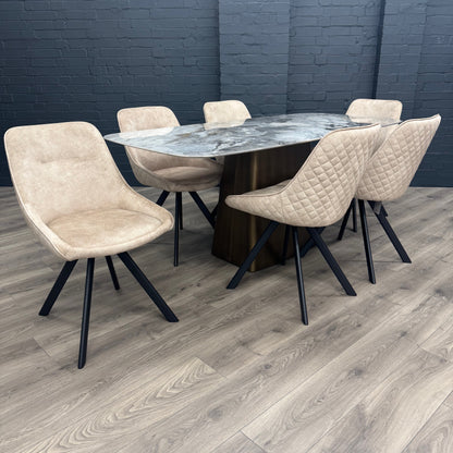 Chicago 1.8m Dining Table PLUS X6 Chicago Taupe Dining Chairs