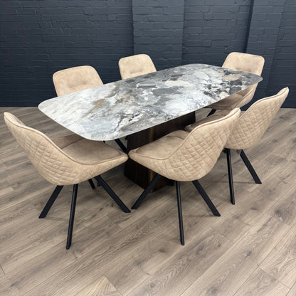 Chicago 1.8m Dining Table PLUS X6 Chicago Taupe Dining Chairs