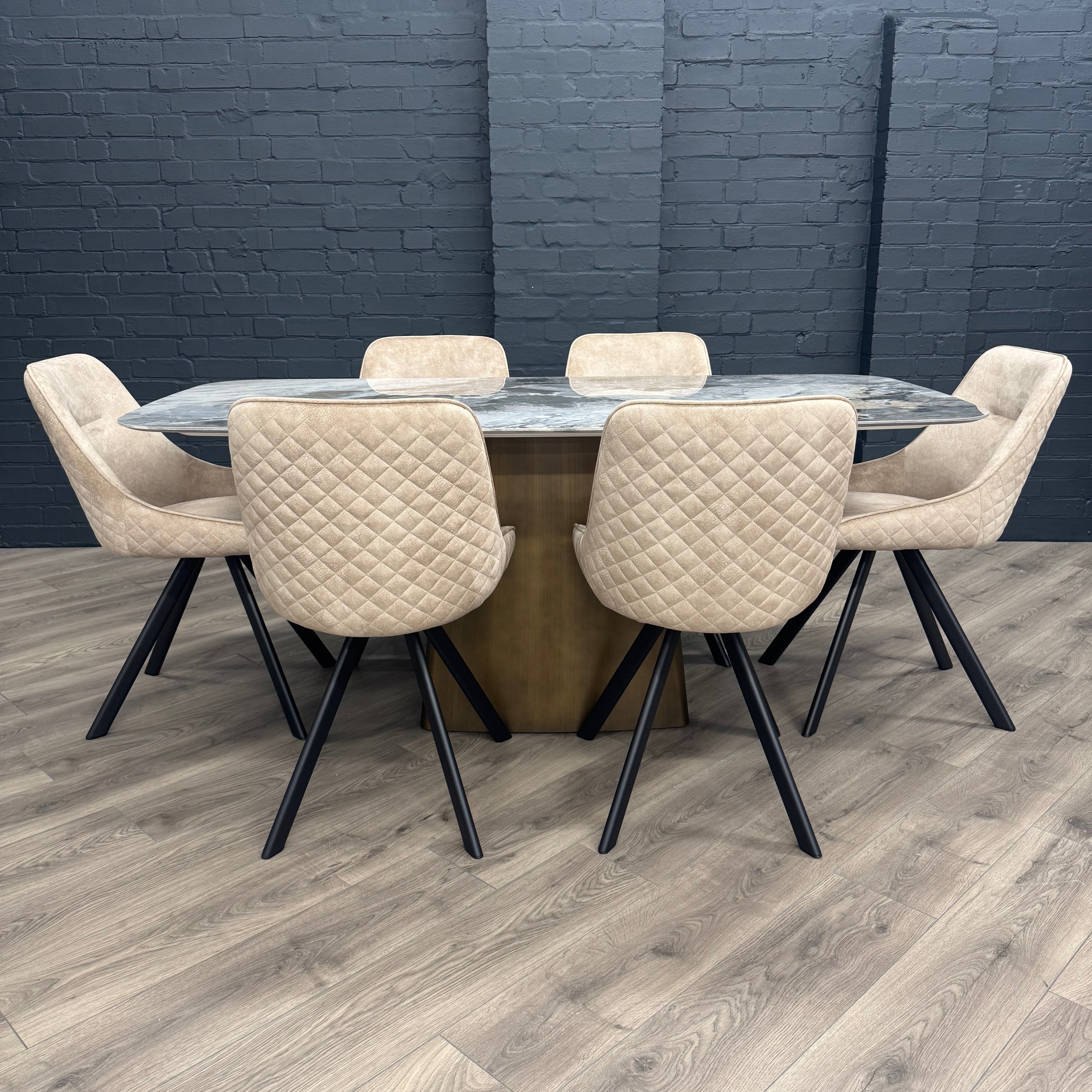 Chicago 1.8m Dining Table PLUS X6 Chicago Taupe Dining Chairs