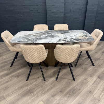 Chicago 1.8m Dining Table PLUS X6 Chicago Taupe Dining Chairs