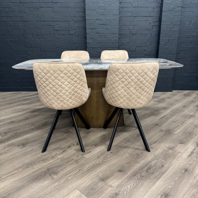 Chicago 1.8m Dining Table PLUS X4 Chicago Taupe Dining Chairs
