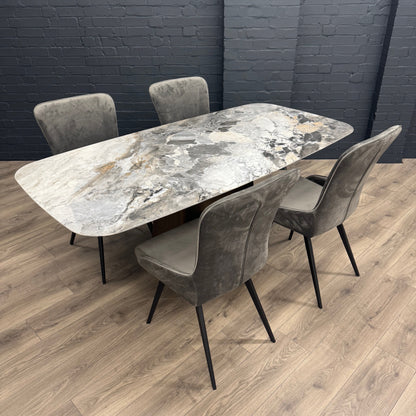 Chicago 1.8m Dining Table PLUS X4 Austin Grey Dining Chairs