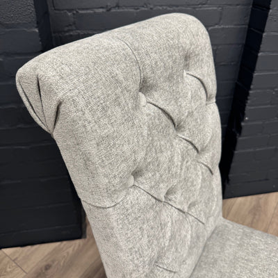 Martley Fabric Scroll Top, Button Back Dining Chair - Grey