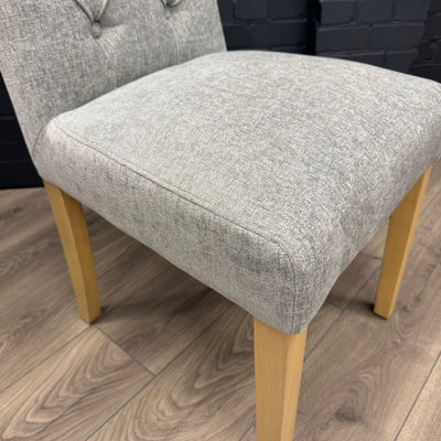 Martley Fabric Scroll Top, Button Back Dining Chair - Grey