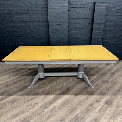 Harmony Twin Pedestal Ext Dining Table  180 to 220 - Pewter
