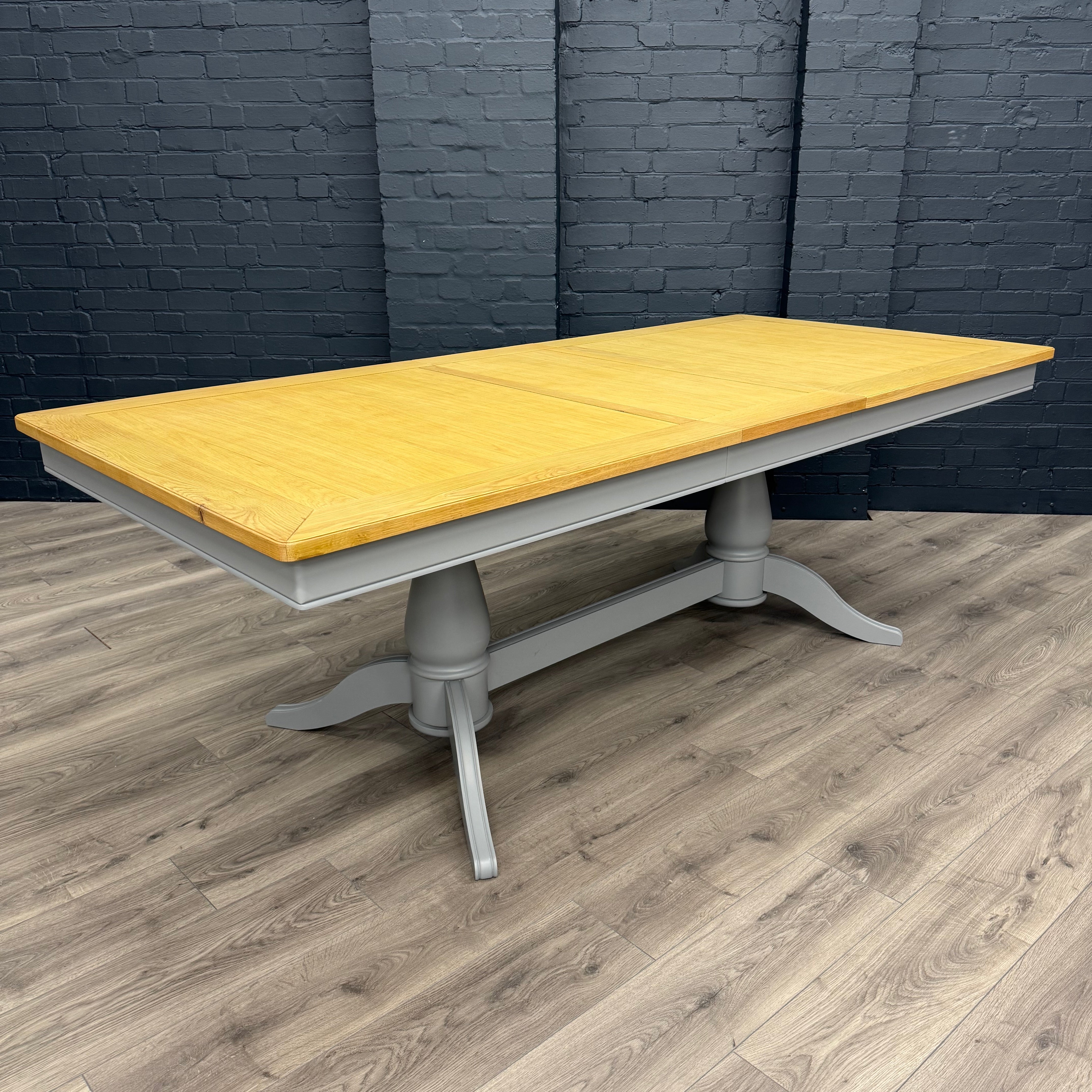 Harmony Twin Pedestal Ext Dining Table  180 to 220 - Pewter
