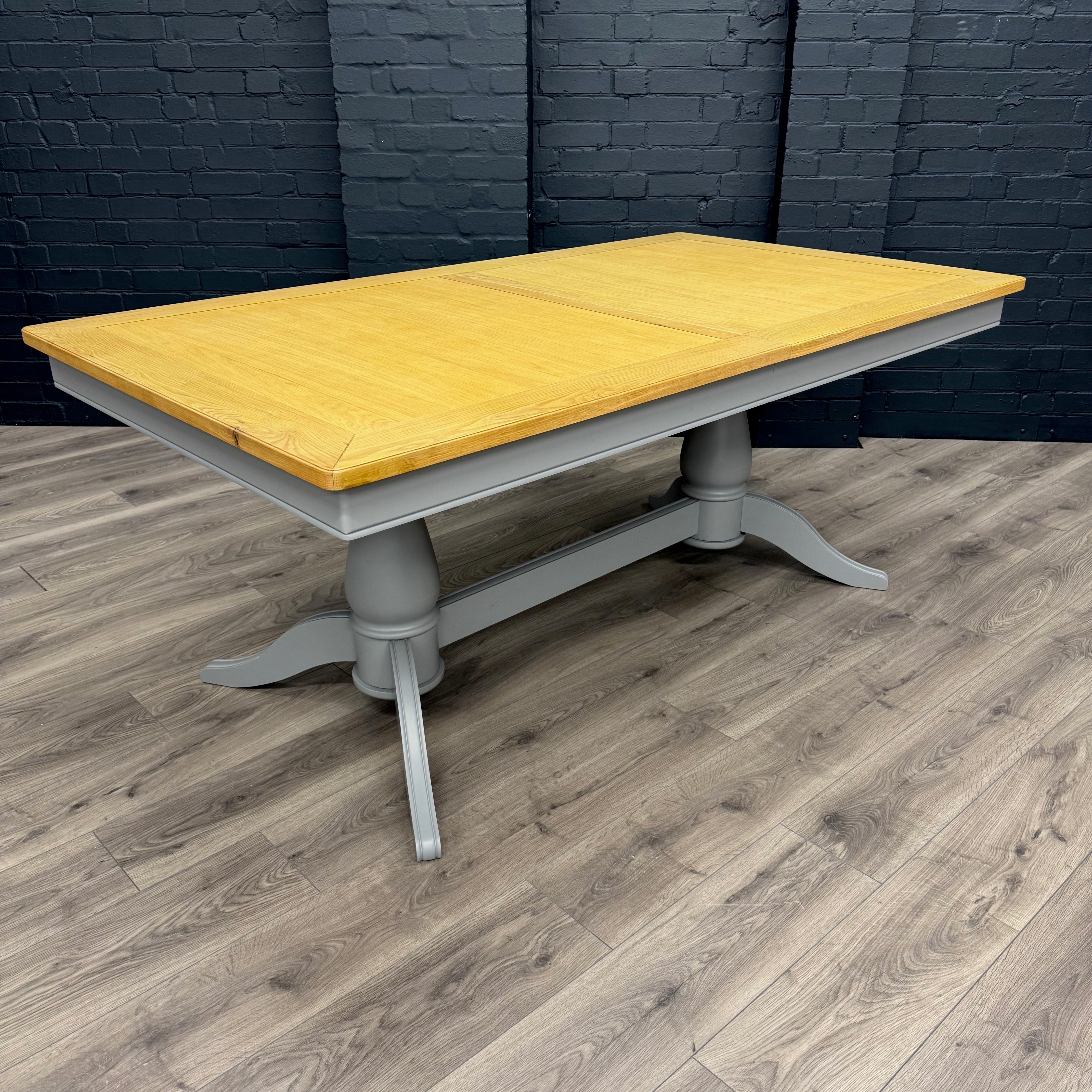 Harmony Twin Pedestal Ext Dining Table  180 to 220 - Pewter