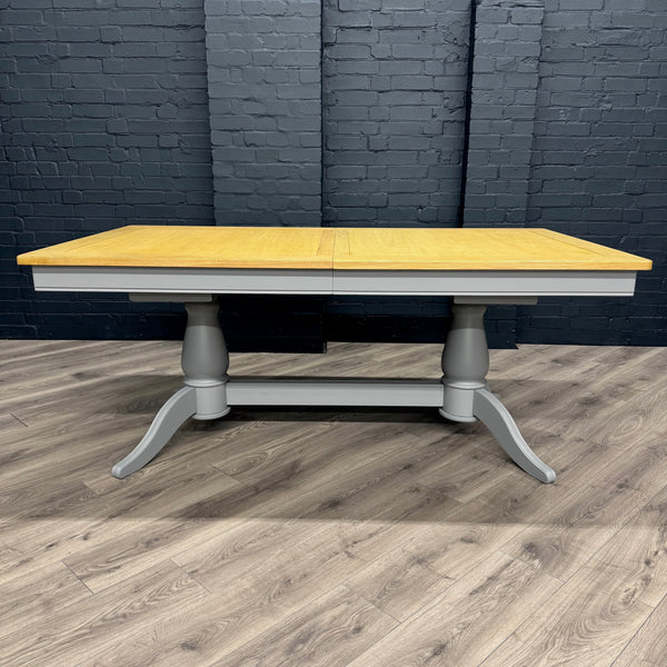 Harmony Twin Pedestal Ext Dining Table  180 to 220 - Pewter