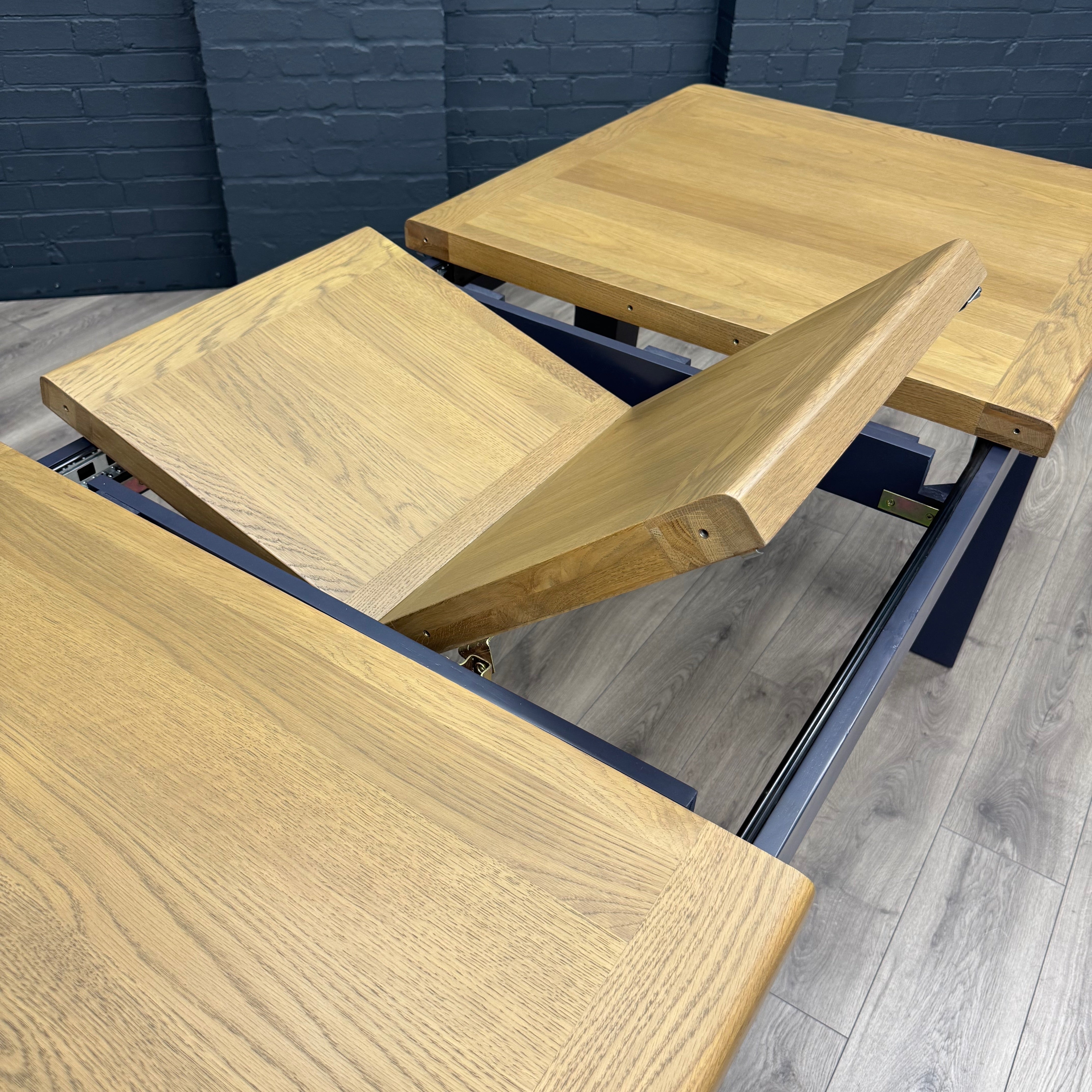 Norfolk Oak & Blue Painted Dining Table - 1.8m Butterfly Extending Table
