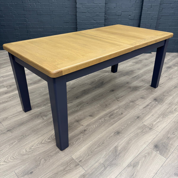 Norfolk Oak & Blue Painted Dining Table - 1.8m Butterfly Extending Table