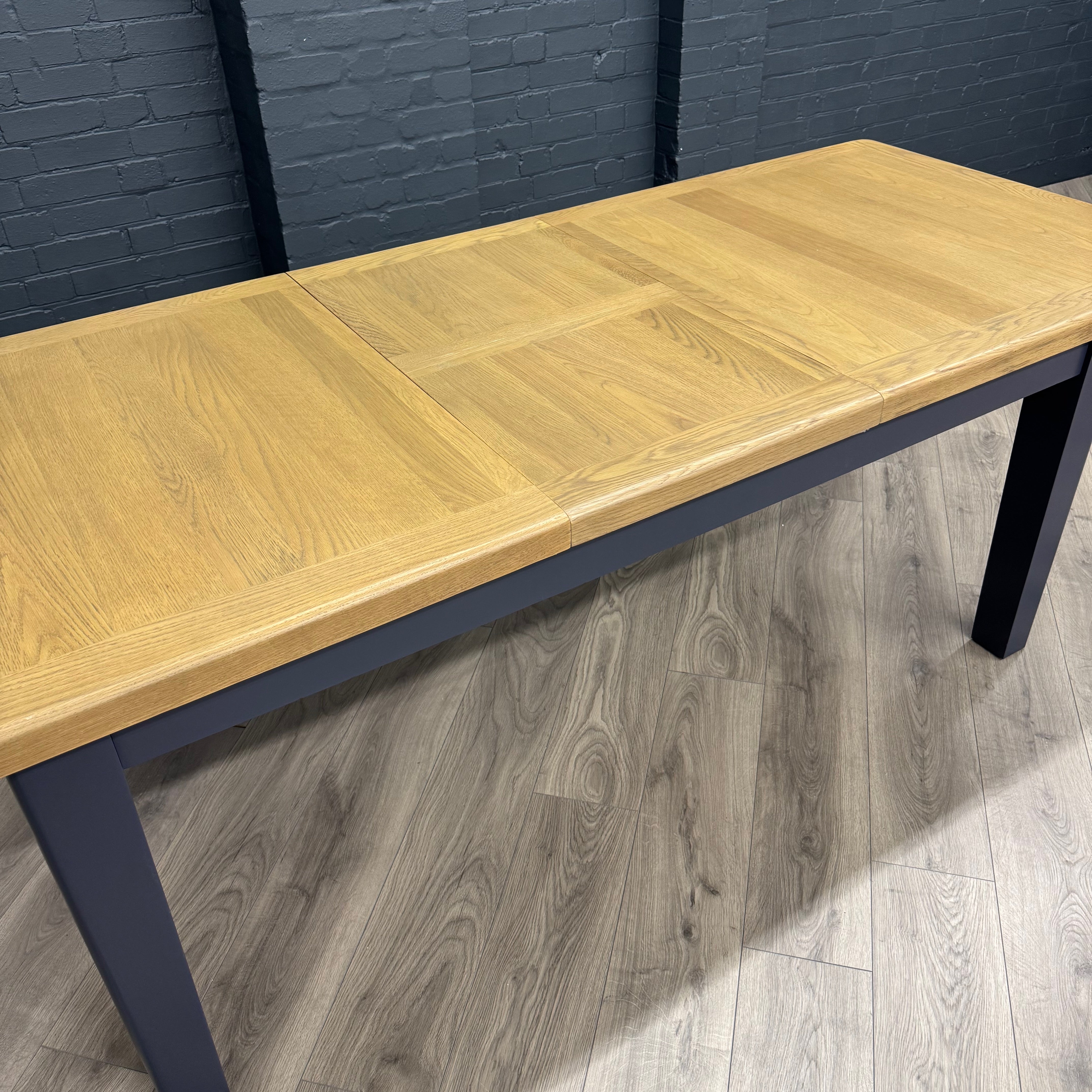 Norfolk Oak & Blue Painted Dining Table - 1.8m Butterfly Extending Table