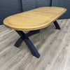 Norfolk Oak & Blue Painted - Extending Dining Table - 2.25m Oval Butterfly