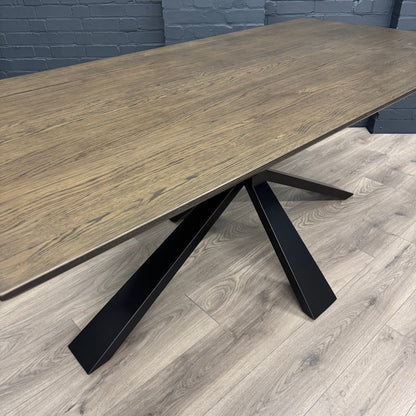 Stamford Dining Table With Metal Base - 180cm Fixed Top