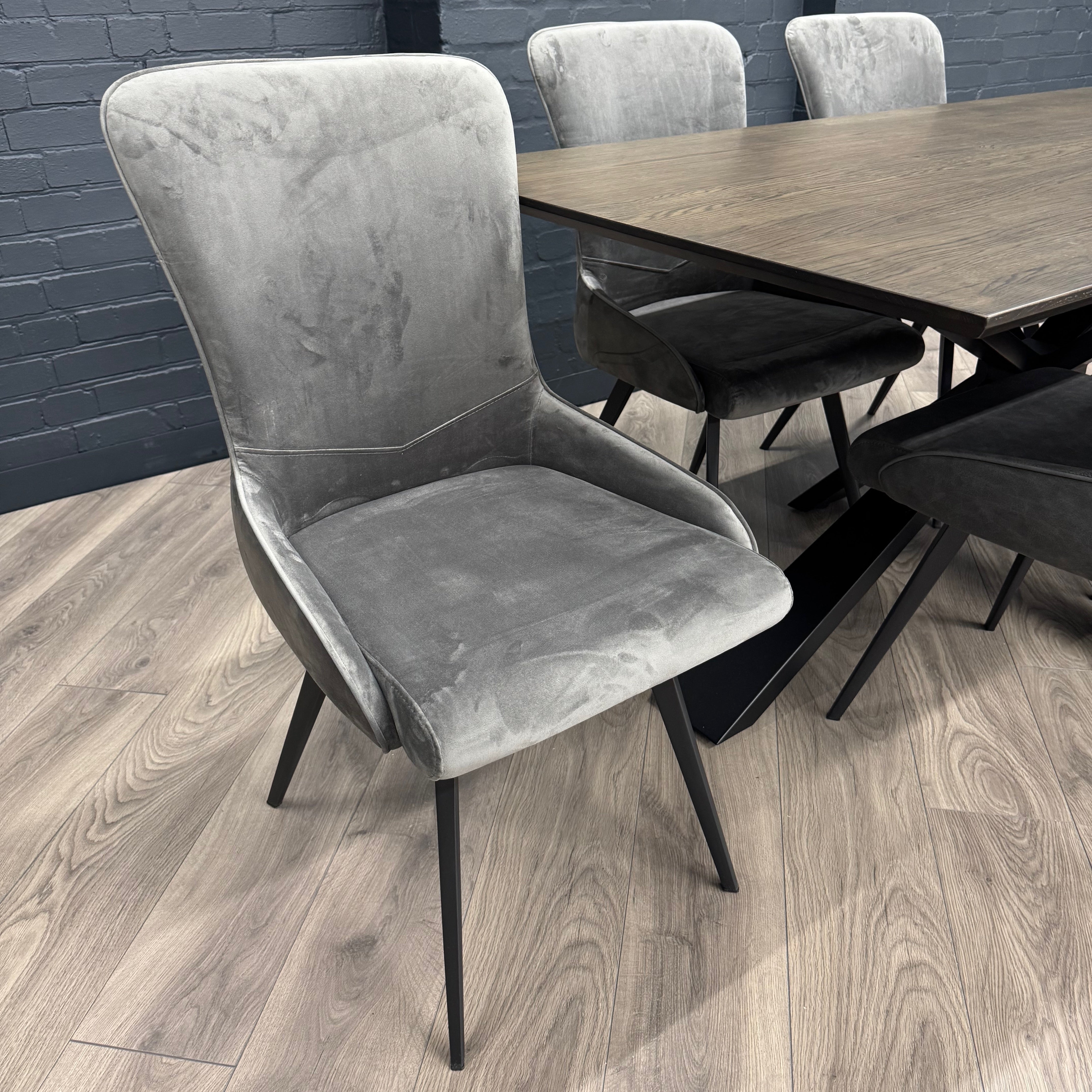 Stamford Dining Table With Metal Base - 180cm Fixed Top PLUS X6 Austin Dining Chairs