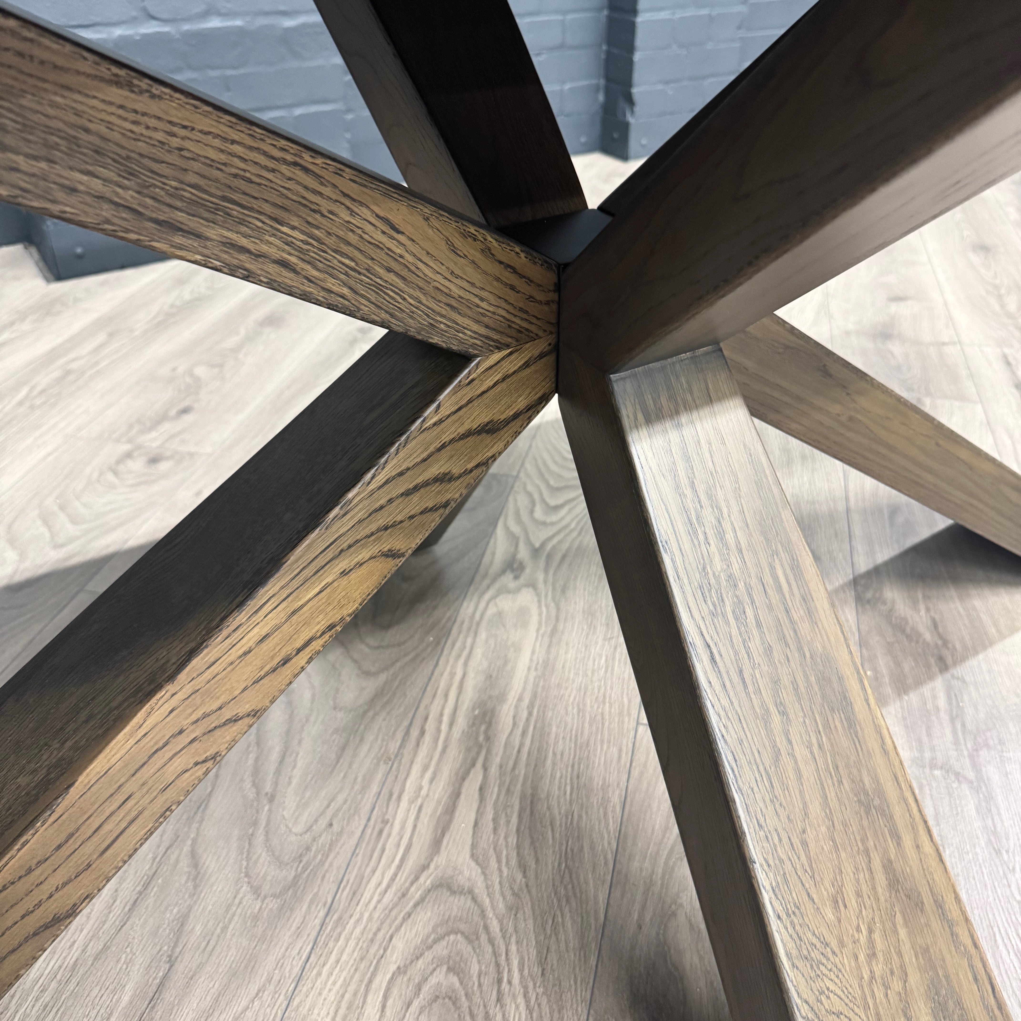 Stamford Oak Dining Table with Cross Leg Wooden Base - 160cm Extending Table PLUS X6 Fusion Platinum Cantilever Dining Chairs