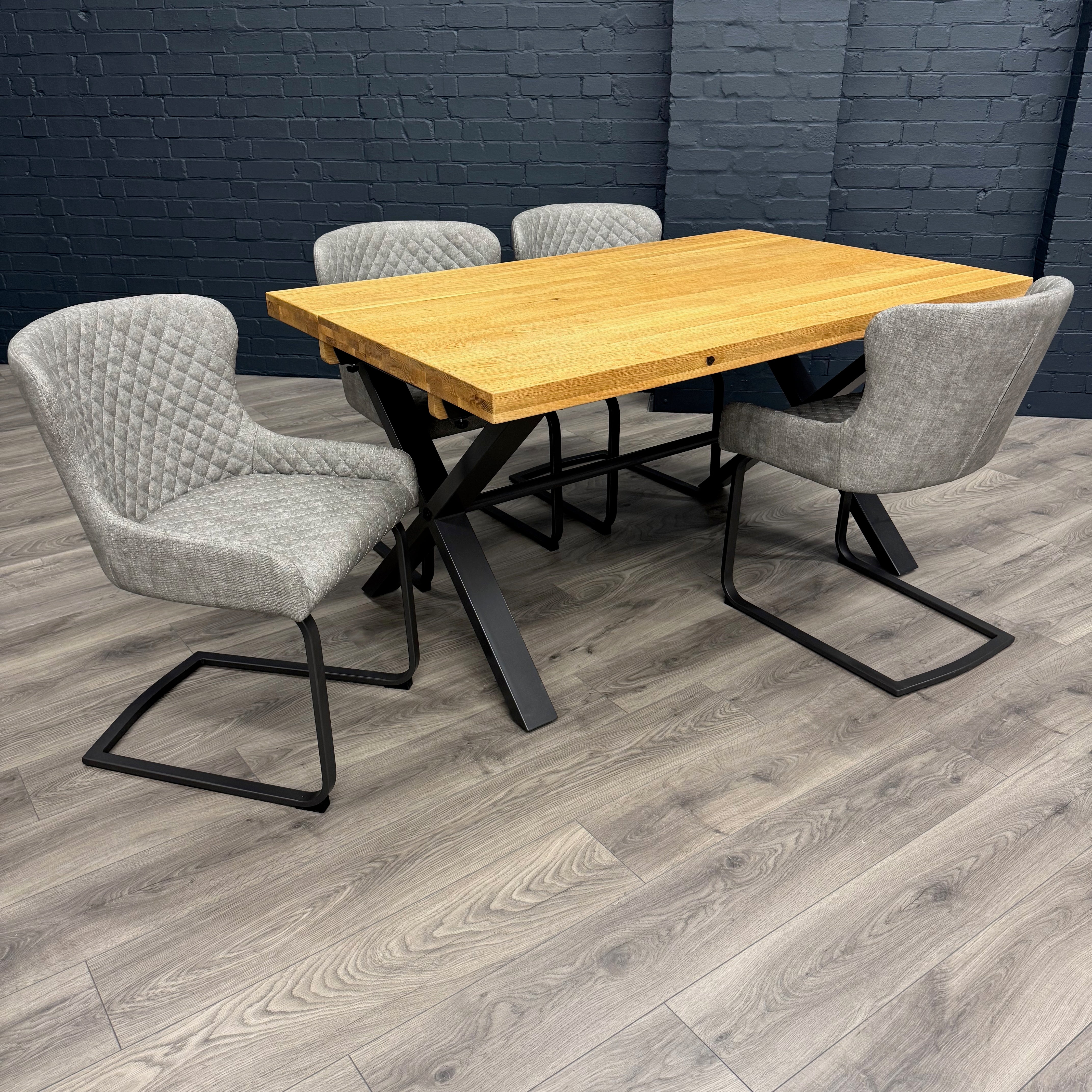 Fusion Oak Small Dining Table PLUS X4 Fusion Platinum Cantilever Dining Chairs