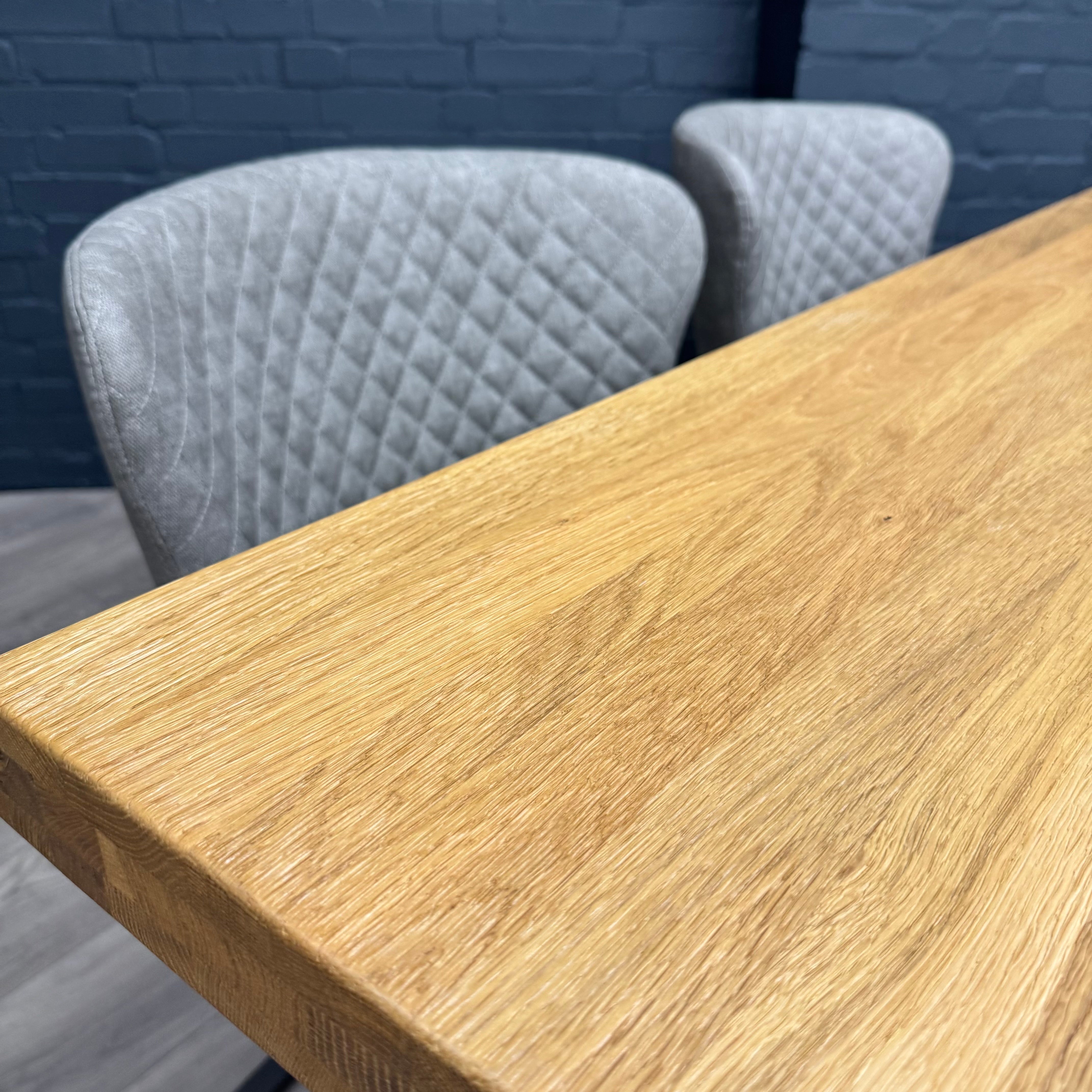 Fusion Oak Large Dining Table PLUS 6x Fusion Platinum Cantilever Dining Chairs