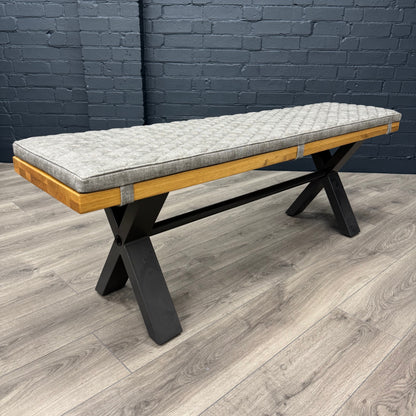 Fusion Oak Small Dining Table & Bench PLUS X2 Fusion Platinum Cantilever Dining Chairs