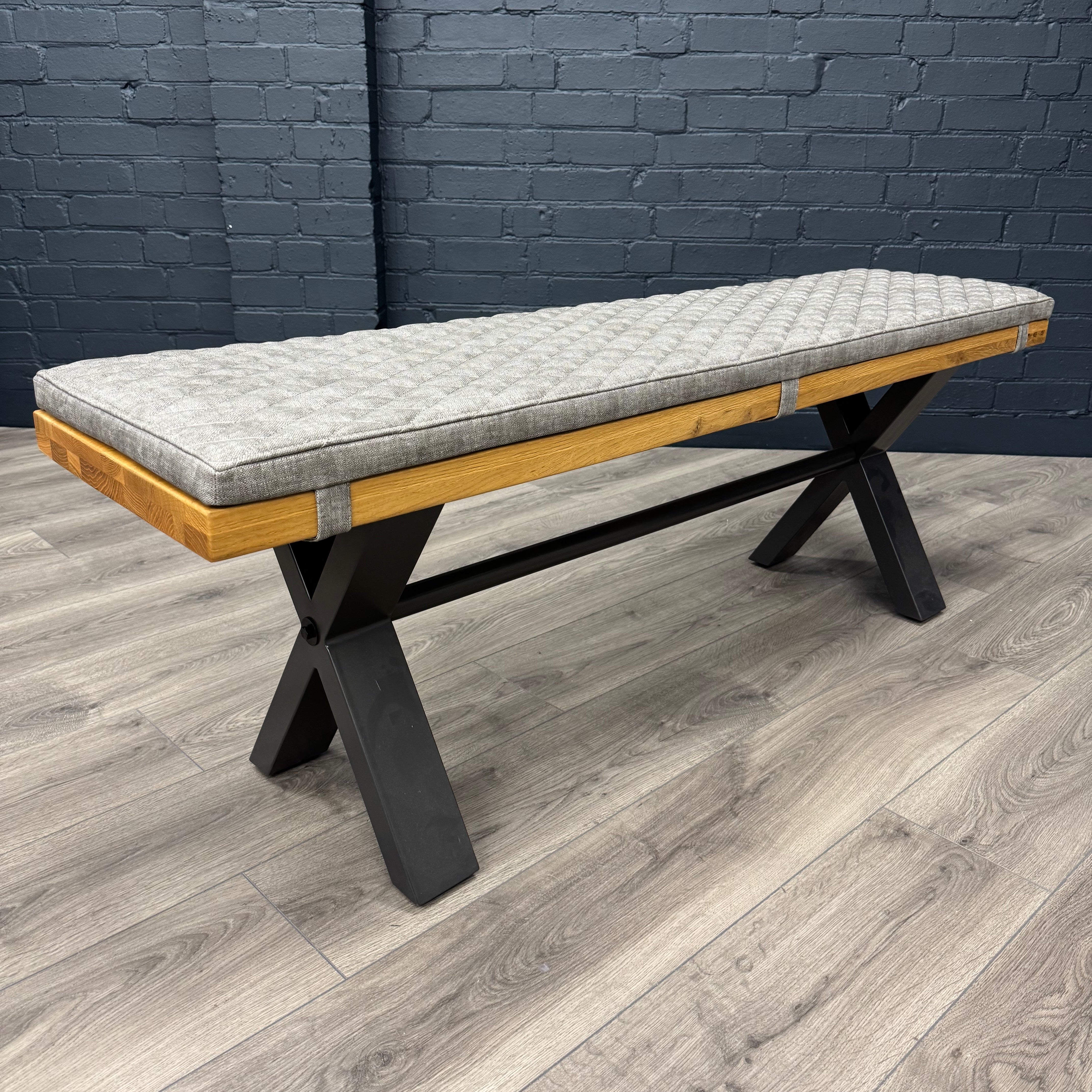 Fusion Oak Small Dining Table & Bench PLUS X2 Fusion Platinum Cantilever Dining Chairs