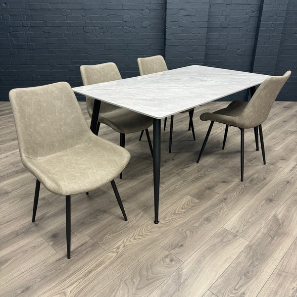 Imperia Sintered Stone - Large Table, PLUS 4x Grey Chairs