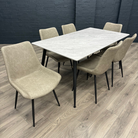 Oliver Sintered Stone - Large Table PLUS 6x Imperia Grey Chairs