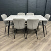 Oliver Sintered Stone - Large Table, PLUS 6x Light Grey Chairs