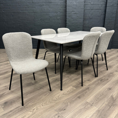 Oliver Sintered Stone - Large Table PLUS 6x Light Grey Chairs