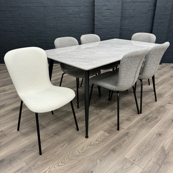 Oliver Sintered Stone - Large Table, PLUS 6x Ivory Chairs