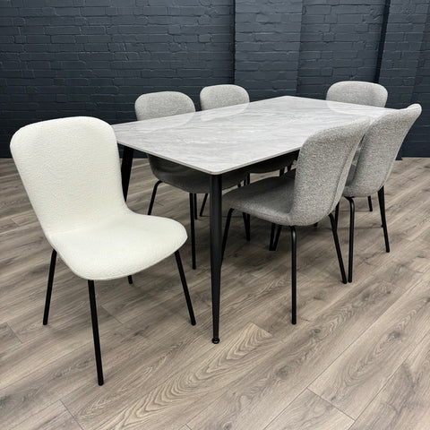 Oliver Sintered Stone - Large Table PLUS 6x Ivory Chairs