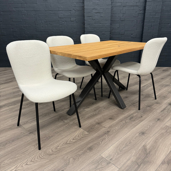 Fusion Oak - Compact Dining Table, PLUS 4x Ivory Chairs