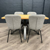 Fusion Oak - Compact Dining Table, PLUS 4x Light Grey Chairs