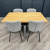 Fusion Oak - Compact Dining Table, PLUS 4x Light Grey Chairs