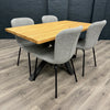 Fusion Oak - Compact Dining Table, PLUS 4x Light Grey Chairs