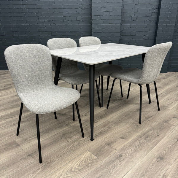 Oliver Sintered Stone - Large Table PLUS 4x Light Grey Chairs