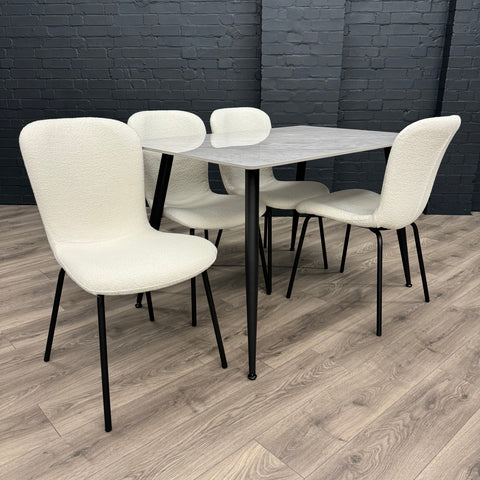 Oliver Sintered Stone - Large Table PLUS 4x Ivory Chairs
